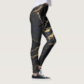 Abstracte zwart-gouden marmeren print leggings (Rechts)