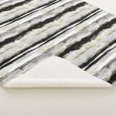 Abstracte zwart & gouden Waterverf strepen Sherpa Deken (3/4)