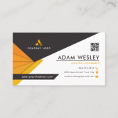 Abstracte zwart-Oranje QR-code Professional Visitekaartje (Achterkant)