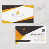 Abstracte zwart-Oranje QR-code Professional Visitekaartje (Voorkant / Achterkant)