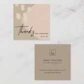 ABSTRACTE ZWART PEACH KRAFT SCANDI DANK U LOGO VIERKANTE VISITEKAARTJE (Voorkant / Achterkant)