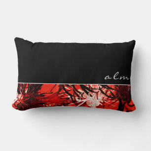 Abstracte zwart rood en wit Monogram Kussen