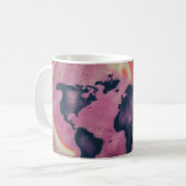 Abstracte zwart-roze kunst koffiemok (Voorkant links)
