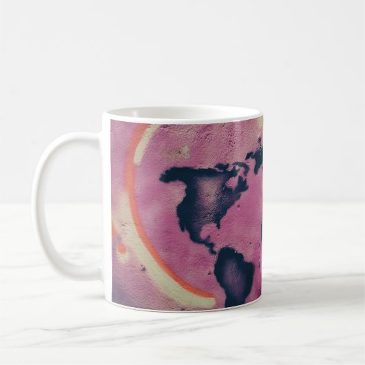 Abstracte zwart-roze kunst koffiemok (Links)