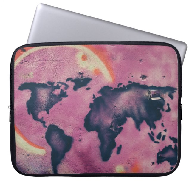 Abstracte zwart-roze kunst laptop sleeve (Voorkant)