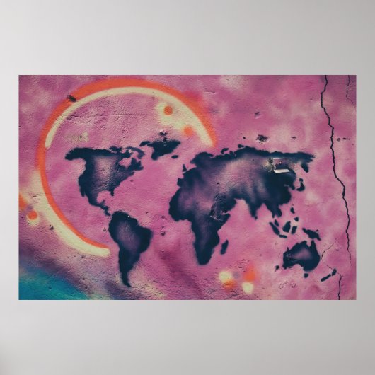 Abstracte zwart-roze kunst poster (Voorkant)