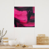 Abstracte zwart-roze wandkunst poster (Keuken)
