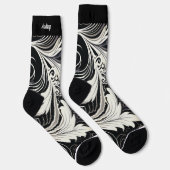 Abstracte zwart-wit bloemenprint sokken (Rechts)