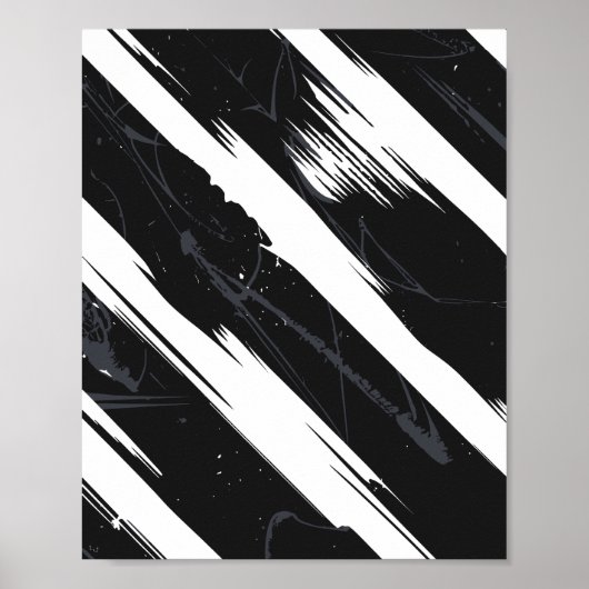 Abstracte zwart-wit borstelstrepen poster (Voorkant)