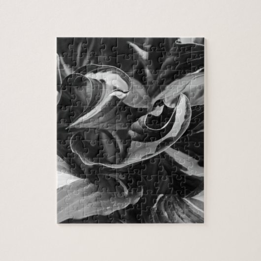 Abstracte zwart-wit Curly Hosta bladeren Legpuzzel (Verticaal)