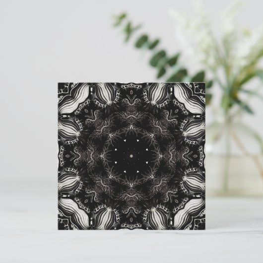 Abstracte zwart-wit Designer Square Note-Kaart Feestdagenkaart (Staand voorkant)