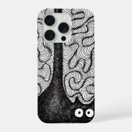 Abstracte Zwart-Wit Doodle Kunst iPhone 15 Pro Case