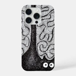 Abstracte Zwart-Wit Doodle Kunst iPhone 15 Pro Case