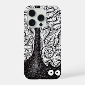 Abstracte Zwart-Wit Doodle Kunst iPhone 15 Pro Case