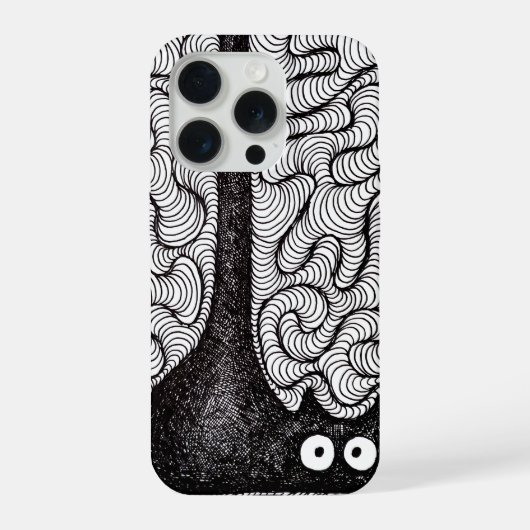 Abstracte Zwart-Wit Doodle Kunst iPhone Hoesje (Achterkant)