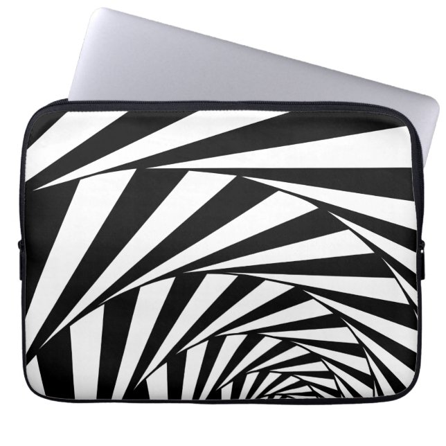 Abstracte zwart-wit draaikolk spiraal kunst laptop sleeve (Voorkant)