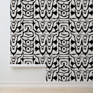 Abstracte zwart-wit geometrische kunst behang