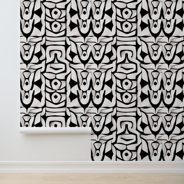 Abstracte zwart-wit geometrische kunst behang (Applicatie)