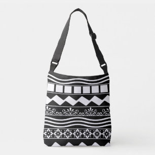 Abstracte zwart-wit geometrische kunst crossbody tas