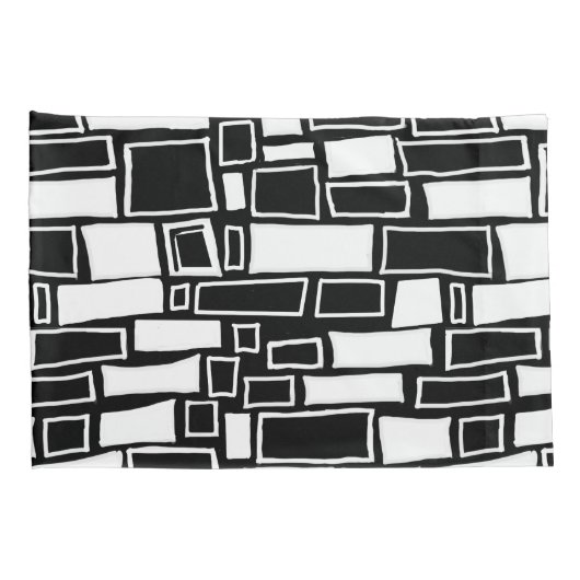 Abstracte zwart-wit geometrische Tegel Kussensloop (Achterkant-Rechts)