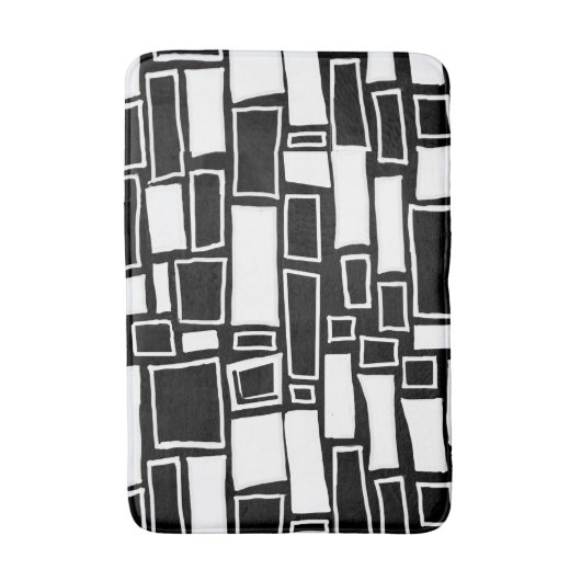 Abstracte zwart-wit geometrische Tegels Badmat (Voorkant Verticaal)