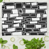 Abstracte zwart-wit geometrische Tegels Theedoek (Gevouwen)