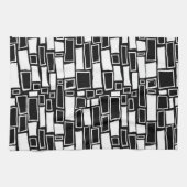 Abstracte zwart-wit geometrische Tegels Theedoek (Horizontaal)