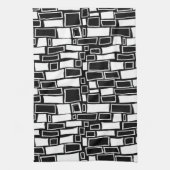 Abstracte zwart-wit geometrische Tegels Theedoek (Verticaal)