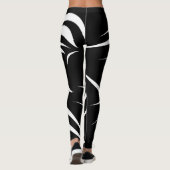 Abstracte zwart-wit gestreepte Leggings (Achterkant)