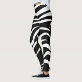 Abstracte zwart-wit gestreepte Leggings (Links)