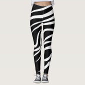 Abstracte zwart-wit gestreepte Leggings (Voorkant)