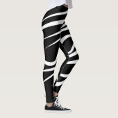 Abstracte zwart-wit gestreepte Leggings (Rechts)