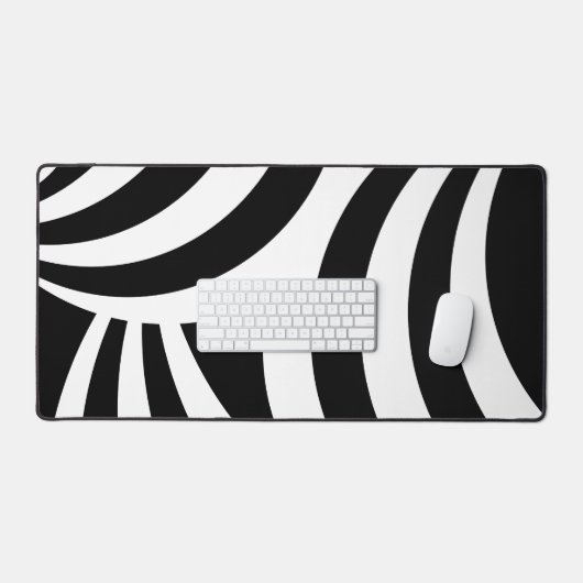 Abstracte zwart & wit golvende lijnen bureaumat (Keyboard & Muis)