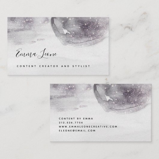 Abstracte zwart-wit grijze Waterverf | Roos Gold Visitekaartje (Voorkant / Achterkant)