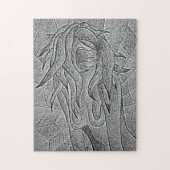 abstracte zwart-wit kunst poserende dame retro legpuzzel (Verticaal)