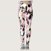 Abstracte zwart-wit roze golven leggings (Voorkant)