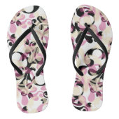 Abstracte zwart-wit roze golven teenslippers (Voetbed)