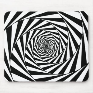 Abstracte zwart-wit spiraal kunst muismat