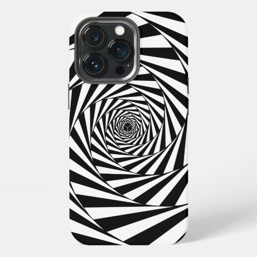 Abstracte zwart-wit spiralen kunst iPhone hoesje (Achterkant)
