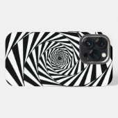 Abstracte zwart-wit spiralen kunst iPhone hoesje (Achterkant horizontaal)