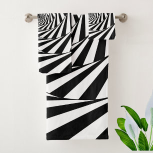 Abstracte zwart-wit wervelende spiraalvormige trap bad handdoek