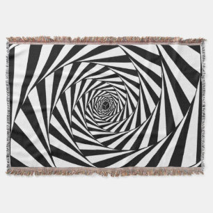Abstracte zwart-wit wervelende spiraalvormige trap deken