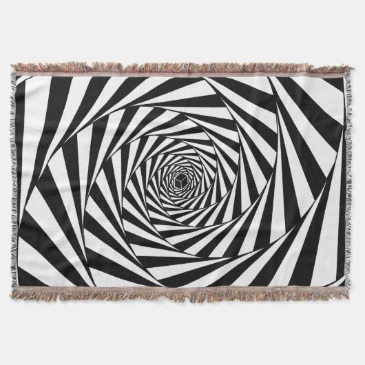 Abstracte zwart-wit wervelende spiraalvormige trap deken (Voorkant)