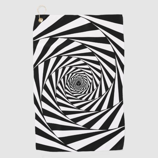 Abstracte zwart-wit wervelende spiraalvormige trap golfhanddoek (Voorkant)