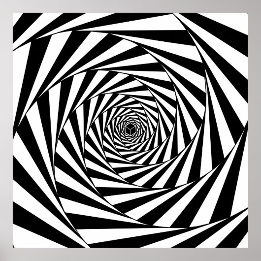 Abstracte zwart-wit wervelende spiraalvormige trap poster (Voorkant)