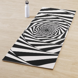 Abstracte zwart-wit wervelende spiraalvormige trap yogamat