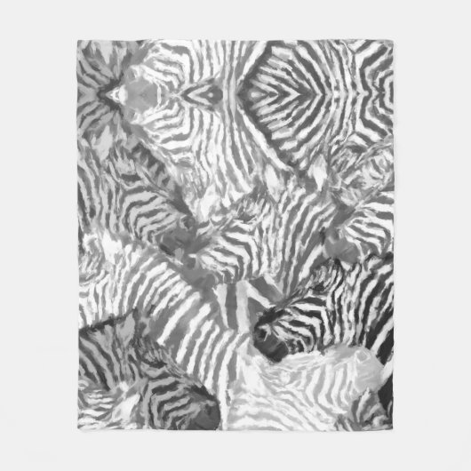 Abstracte zwart-wit zebra kunst fleece deken (Voorkant)