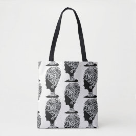 Abstracte zwart-wit Zentangle-tas Tote Bag