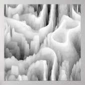 abstracte zwart-wit zwart-wit wervelfractal backg poster (Voorkant)