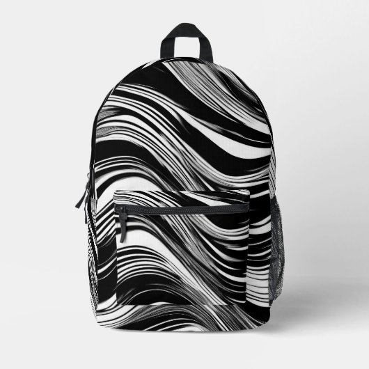 Abstracte zwart-witgolf bedrukte rugzak (Voorkant)